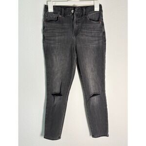 Old Navy Rockstar Super Skinny High Rise Distressed Black Jeans Womens 26x22